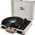 Vinyl Record Player Bluetooth with Speakers 3 Speed Portable Turntable Suitcase Built in 2 Speakers RCA Line Out AUX Headphone Jack PC Recorder-White