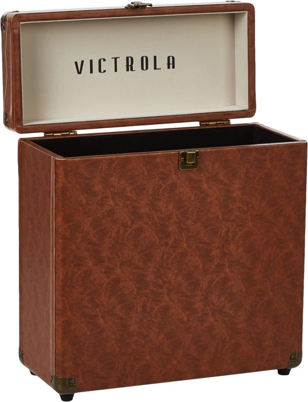 Victrola Vintage Vinyl Record Storage and Carrying Case, Fits all Standard Records - 33 1/3, 45 and 78 RPM, Holds 30 Albums, Ideal for your Treasured Record Collection, Black