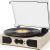 Vintage Record Player with 2 Built-in Speakers and Bass Control, 3 Speed Vinyl LP Turntable Player with Bluetooth in, RCA Line-Out, Headphone Jack,Natural