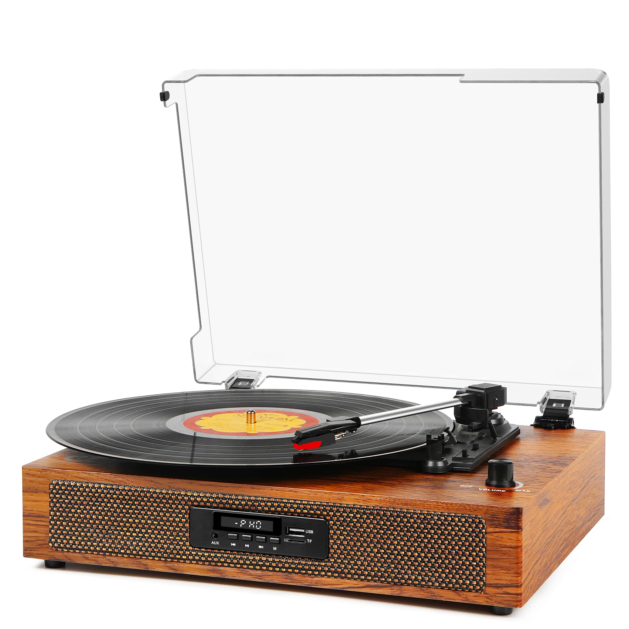 Vinyl Record Player Bluetooth 3-Speed Record Player with Built-in Speakers,  USB Recording, RCA Line-Out, AUX-in, Vintage Turntable Player with  Speakers, Black - Turntable Players