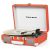Vinyl Record Player Bluetooth Vintage 3-Speed Portable Suitcase Turntables with Built-in Speakers, 33 45 78 RPM Belt-Driven LP Player Support USB Recording AUX-in RCA Out Headphone Jack, Orange Red