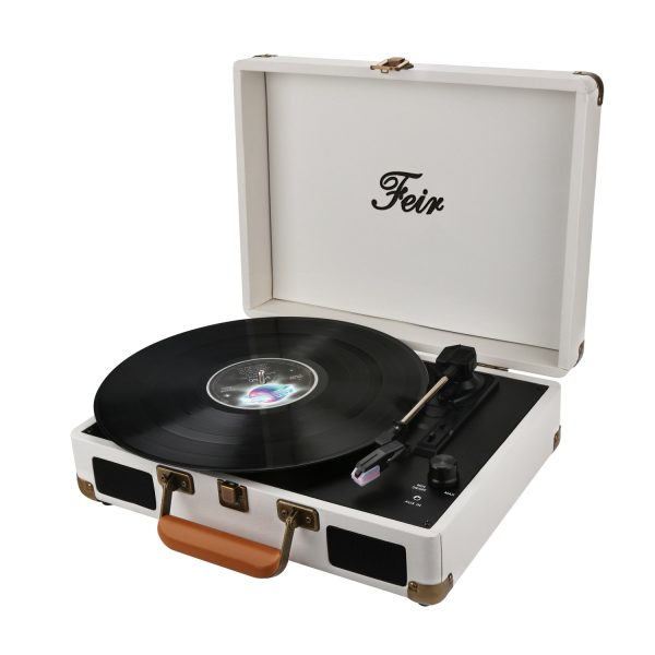 Vinyl Record Player with Speakers 3 Speed Portable Turntable Suitcase Built in 2 Speakers RCA Line Out AUX Headphone Jack -Black