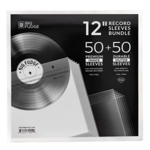 BIG FUDGE Inner & Outer Vinyl Record Sleeves Bundle 100pcs - 12 inch x 50pcs Anti Static & Acid Free Archival Rice Paper Inner Sleeves - 12"x50pcs High-Density Polypropylene Album Covers