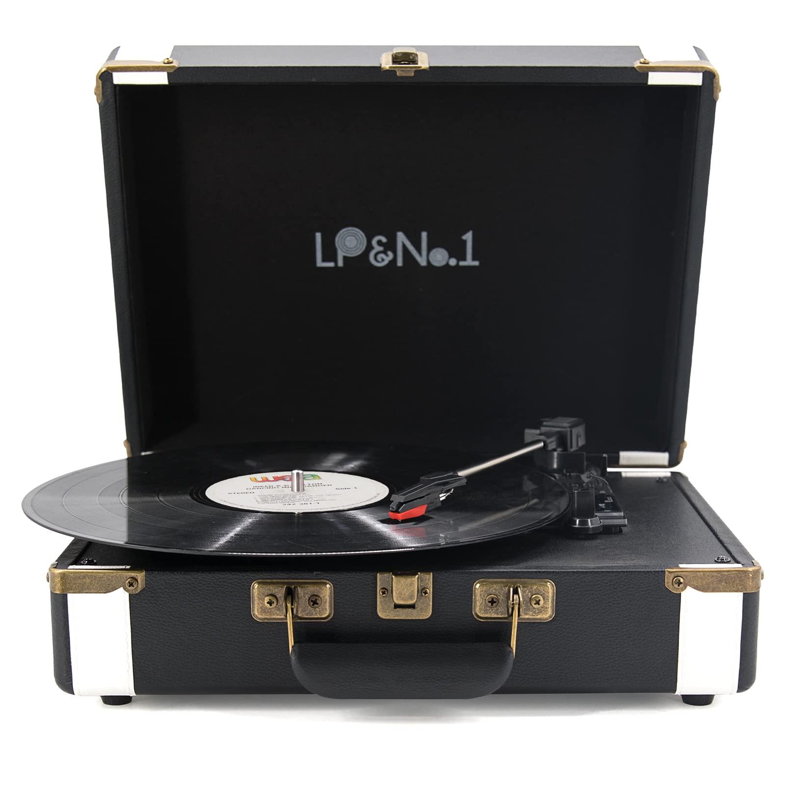 LP&No.1 Suitcase Portable Turntable with Built in Stereo Speakers