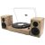 LP&No.1 Wireless Turntable with Stereo Bookshelf Speakers, 3 Speed Vintage Belt-Drive Turntable with Wireless Playback & Auto-Stop & Wireless Input, Brown Wood