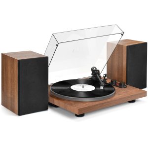Vinyl Record Player with 40W Speakers and Bluetooth Output Input,Turntable with Built-in Preamp,AT-3600L Cartridge,USB Record,Pitch and Counterweight