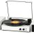 Vinyl Record Player with External Speakers, Wireless Bluetooth Playback 3 Speed Vintage Belt-Driven Turntable with Speakers, MP3 PC Encoding, RCA and Headphone Out, Walnut