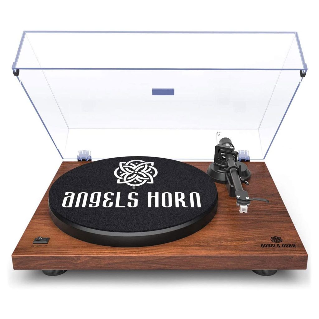 ANGELS HORN Turntable, Vinyl Record Player, Builtin Phono Preamp, Belt