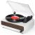 Vinyl Record Player with Speaker Bluetooth Turntable Vintage Portable Vinyl Player Support USB AUX-in Headphone RCA Line-Out 3 Speed Belt-Driven Auto-Stop Mirror Design