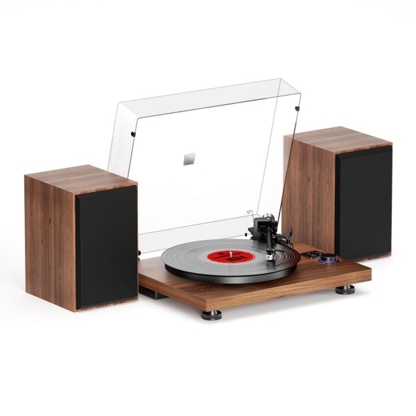 Record Player for Vinyl with Speakers,Bluetooth Turntable with 36W HiFi Stereo Speakers,Wood Vinyl Player with Magnetic Cartridge & Adjustable Counter Weight and Anti-Skating Weight,RCA Output