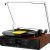 Vinyl Record Player Bluetooth with Speakers USB Recording FM Radio Mute Sound, 3 Speed Record Player with RCA Line-Out & AUX-in, Vintage Turntable