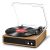 Anesky Record Player, Bluetooth Turntable with 3 Speeds (33/45/78 RPM), Built-in 2 Stereo Speakers, RCA, AUX, Belt-Driven Retro Vinyl Player for Vinyl Records and Music – Natrual Wood