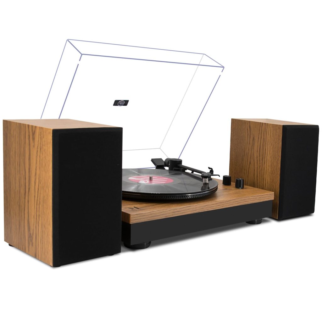 Record Player With Bookshelf Speakers Vinyl Record Player, Record Players for Vinyl with Speakers, Wireless