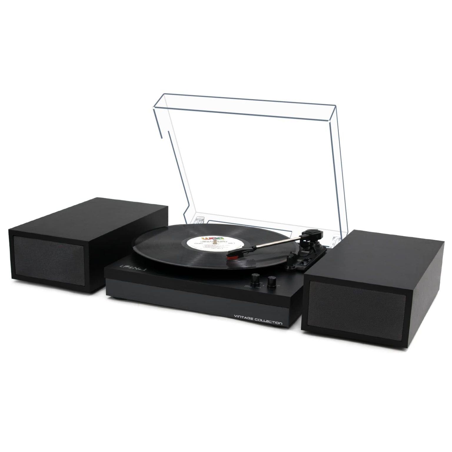 Vinyl Record Player with Stereo Bookshelf Speakers, 3Speed BeltDrive