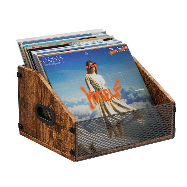 Dunatou Vinyl Record Storage, Record Holder for Vinyl LP Album, Wooden Record Crate, Album Storage for Vinyl Records, Vinyl Record Box with Handle