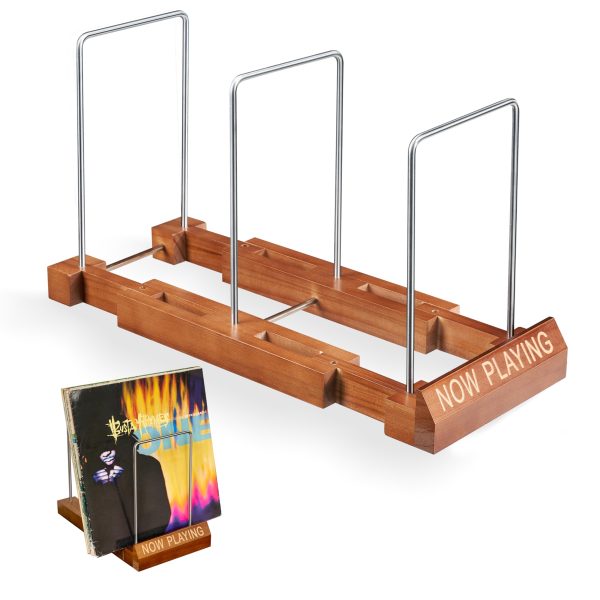 Vangoa Extendable Vinyl Record Storage, 50-70 LP Vinyl Storage Holder, Wood Now Playing Vinyl Record Stand, Record Holder for Albums, Vinyl Display Storage Shelf, Record Organizer, Record Rack