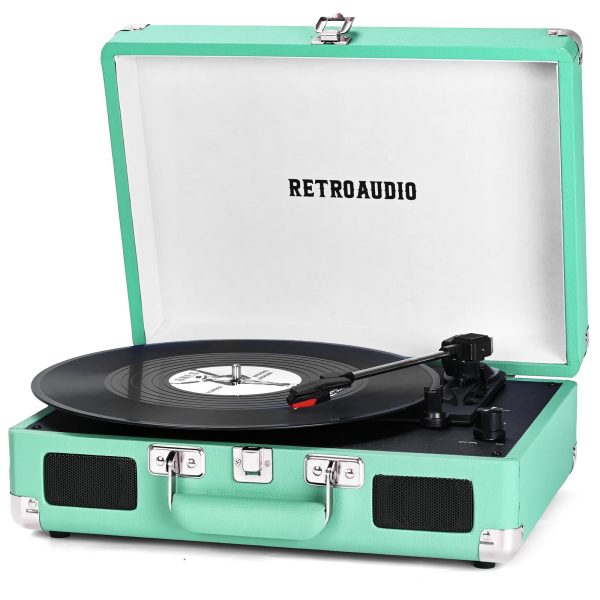 Vinyl Record Player Bluetooth Vintage 3-Speed Portable Suitcase Turntables with Built-in Speakers LP Player Support RCA Output and Headphone Output