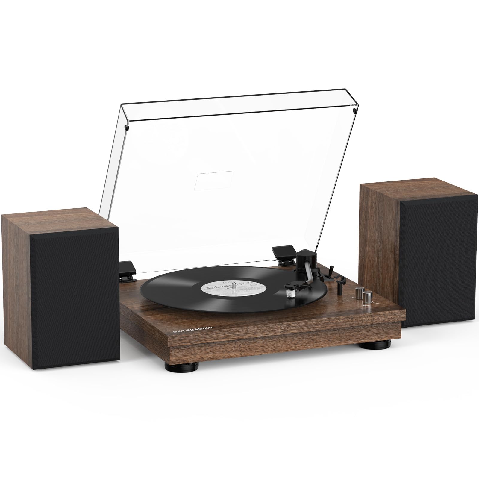 Vinyl Record Player with 24W HiFi Stereo Speakers Vintage Bluetooth ...