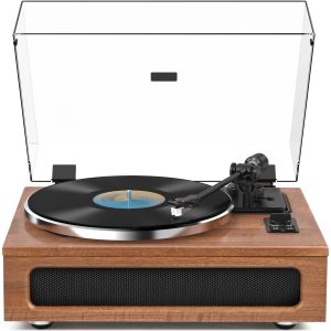 Mulipurpose Vintage Record Player High Fidelity Belt Drive Turntable for Vinyl Records Built-in 2 Tweeter and 2 Bass Stereo Speakers, Vinyl Player with MM Cartridge, Bluetooth, Aux-in, RCA, Auto Stop