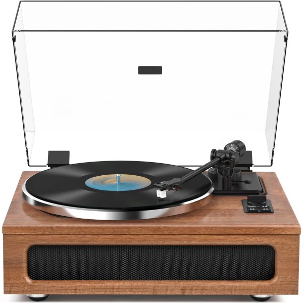 Mulipurpose Vintage Record Player High Fidelity Belt Drive Turntable for Vinyl Records Built-in 2 Tweeter and 2 Bass Stereo Speakers, Vinyl Player with MM Cartridge, Bluetooth, Aux-in, RCA, Auto Stop