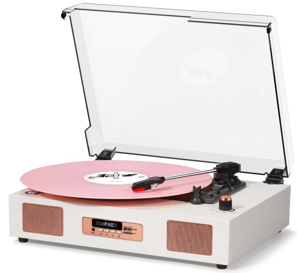 Vinyl Record Player Vintage Wireless Bluetooth Record Player with Enhanced Speakers, USB Recording, LP Player with 3-Speed Belt Drive Turntable Support RCA Line-Out AUX Input EQ,Blue