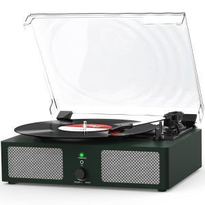 Vinyl Record Player Wireless Turntable with Built-in Speakers and USB Belt-Driven Vintage Phonograph Record Player 3 Speed for Entertainment and Home Decoration Black