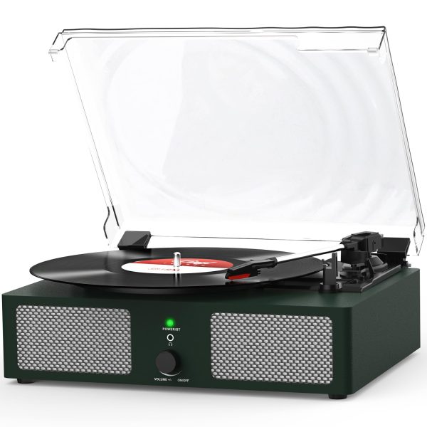 Vinyl Record Player Wireless Turntable with Built-in Speakers and USB Belt-Driven Vintage Phonograph Record Player 3 Speed for Entertainment and Home Decoration Black