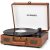 Vinyl Record Player 3-Speed Bluetooth Portable Suitcase Records Player with 2 Built-in Stereo Speakers, Belt-Driven Turntable for Vinyl Records, Support RCA Line Out, AUX Out, Brown