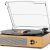 Vinyl Record Player with 2 Stereo Speakers Belt-Driven Vintage Turntables 3 Speed 3 Size Wireless Bluetooth Playback AUX-in RCA Out Headphone LP Vinyl Players Auto Stop Frosted Golden