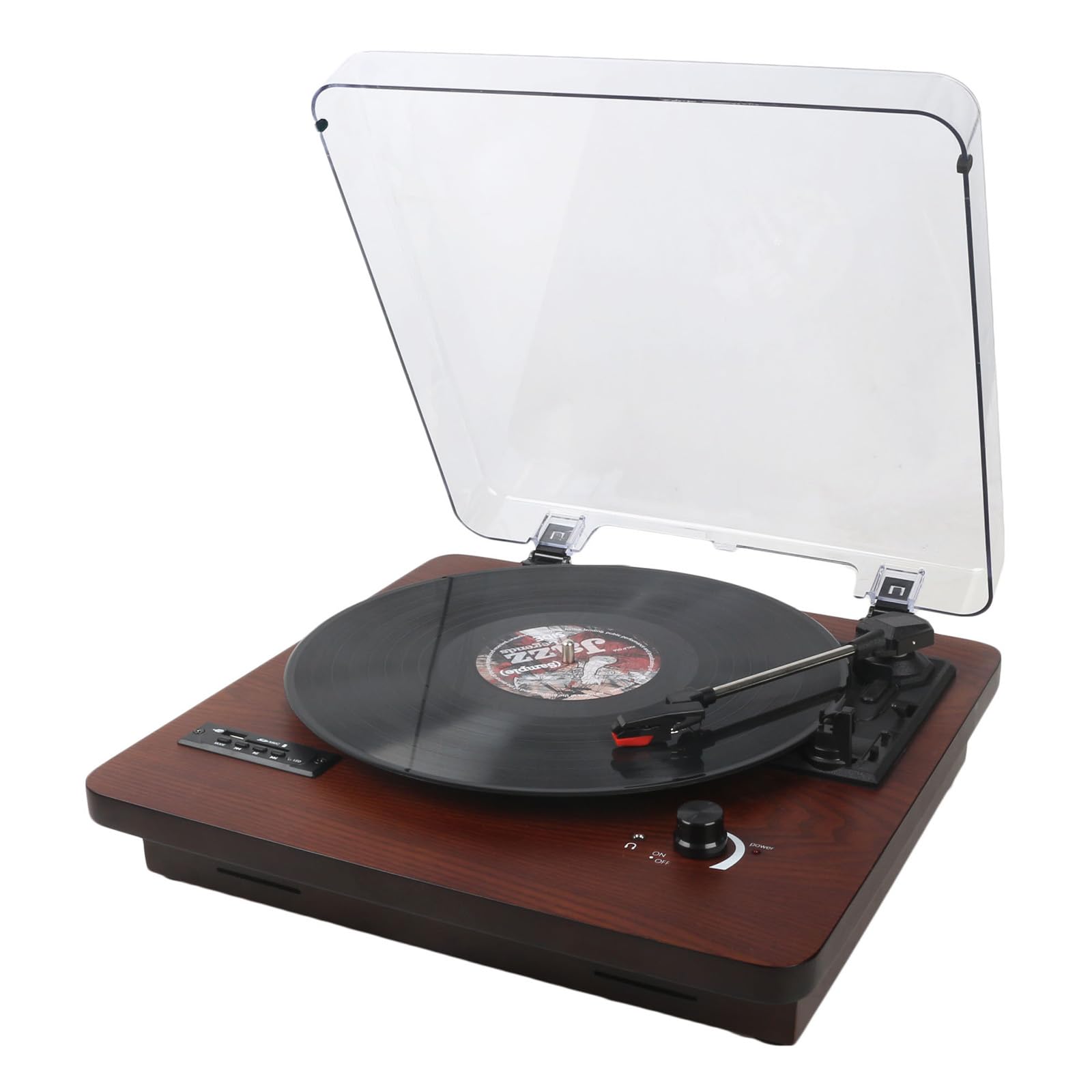 Vintage Record Player with Bluetooth Output/Input, USB/SD Playback & Recording, FM Radio, 3 Speed Turntable with Built in Speakers, Line Out, AUX-in, Earphone Jack, Replacement Needle