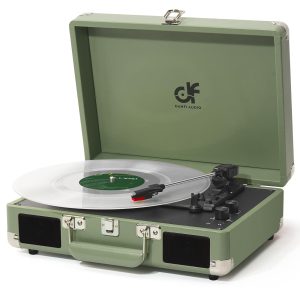 Vinyl Record Player 3-Speed Portable Suitcase Record Player with Built-in Speakers, 3.5mm Headphone Jack, RCA-Out/Aux in, Vintage Belt-Driven Turntable,Pink Rose Gold