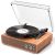 Vinyl Record Player Turntable with Stereo Speakers, Vintage 3 Speed Bluetooth Turntable for Vinyl Records with Adjustable Counterweight, Upgraded Audio Sound, AUX in & RCA Output,Wood