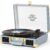 Vinyl Record Player 3-Speed Bass Control Bluetooth Suitcase Portable Belt-Driven Record Player with Built-in Speakers Vintage Turntable RCA Out Headphone Jack Blue