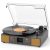 Vinyl Record Player, 3-Speed Bluetooth Turntable with Built-in Speakers, Belt-Driven LP Playback, FM Radio and Bluetooth Receiving, USB Recording and Auto-Stop, RCA Output/AUX Input, Headphone Jack