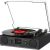 Vinyl Record Player Bluetooth Turntable with USB Digital FM Radio Vintage Turntable for Vinyl Records with Speakers 3 Speed RCA Line Out Black