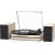 Vinyl Record Player with Two External Speakers Belt-Drive Turntables for Vinyls Records Dual Stereo Speakers LP Players 3 Speed Full Size Wireless AUX-in Headphone Auto Stop Wood White