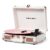 Vinyl Record Player Bluetooth with USB Recording, Vintage 3-Speed Portable Suitcase Turntables with Built-in Speakers & EQ, Belt-Driven LP Player Support AUX/RCA/Headphone Jack, White Rose Gold