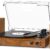 Vinyl Record Player with External Stereo Speakers, Vintage Bluetooth 3-Speed Turntable with Dual Stackable Speakers, PC Recording Vinyl to Digitia, RCA-Out& AUX-in, Retro Wood