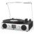 VinylsLink Record Player with Built-in Speakers, Belt-Driven Turntable Support 3-Speed, FM Radio and Bluetooth Receiving, RCA Line Out & AUX in, USB Recording and Auto Stop, Black