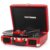 VICTRESS Vinyl Record Player, Portable Suitcase Turntable With PC Recording & Bluetooth Input/Output, 3-Speed LP Player, Built-in Stereo Speakers, RCA, AUX, Headphone Jack, Blue