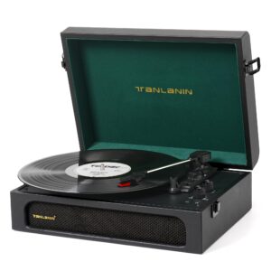 Vintage 3-Speed Bluetooth Record Player with Built-in Speakers, Retro LP Vinyl Player Portable Turntable with USB Recording, Bluetooth Music Playback, RCA/AUX/Headphone Jack, Pink