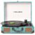 Bluetooth Record Player with Bluetooth Output & Pitch Control, 3-Speed Portable Vintage Suitcase Turntable for Vinyl Records with Built-in Speakers, RCA & Headphone Output – Turquoise