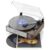 Vinyl Record Player with Speakers,MONODEAL 3-Speed Turntable for Vinyl Records with Bluetooth Transmitter,Auto Stop,RCA Output/USB/Headphone Jacks,Vintage Record Player Wooden Design