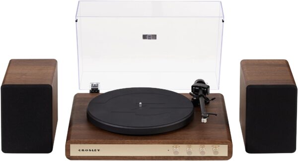 Crosley C65A-WAGL 2-Speed Vinyl Record Player Turntable with 50W Speakers, Moving Magnet Audio-Technica Cartridge, Bluetooth Receiver, Walnut