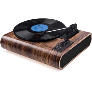 popsky Record Player,Built-in Dual Channel Stereo Speakers with New Upgraded Ruby Stylus, 3-Speed Premium Retro Bluetooth Turntable Suitable for Gift Giving, with AM/FM Function