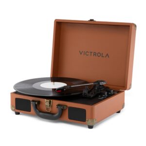 Victrola Journey II (2025 Model) – Bluetooth Suitcase Record Player – Built-in Stereo Speakers with Enhanced Bass, 3-Speed Turntable, Bluetooth Input and Output, RCA & Headphone Outputs (Blue)