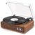 Vinyl Record Player Bluetooth with Upgraded Speakers, Sound Cavity & Counterweight, Vintage 3-Speed Belt-Drive Turntable LP Player with RCA Output, Mid-Century Design