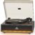 Vinyl Record Player Built in HiFi Stereo Speakers BT Wireless Input Belt Drive Iron Platter Turntables for Vinyls Records with MM Audio AT-3600L Cartridge Soft Warm Light Design Wooden Cream Brown