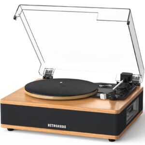 Vinyl Record Player with Built-in Speakers Bluetooth Record Player Support Bluetooth in & Out High Fidelity 3-Speed Turntable with AT-3600L Magnetic Cartridge Support RCA Output Auto Stop Walnut
