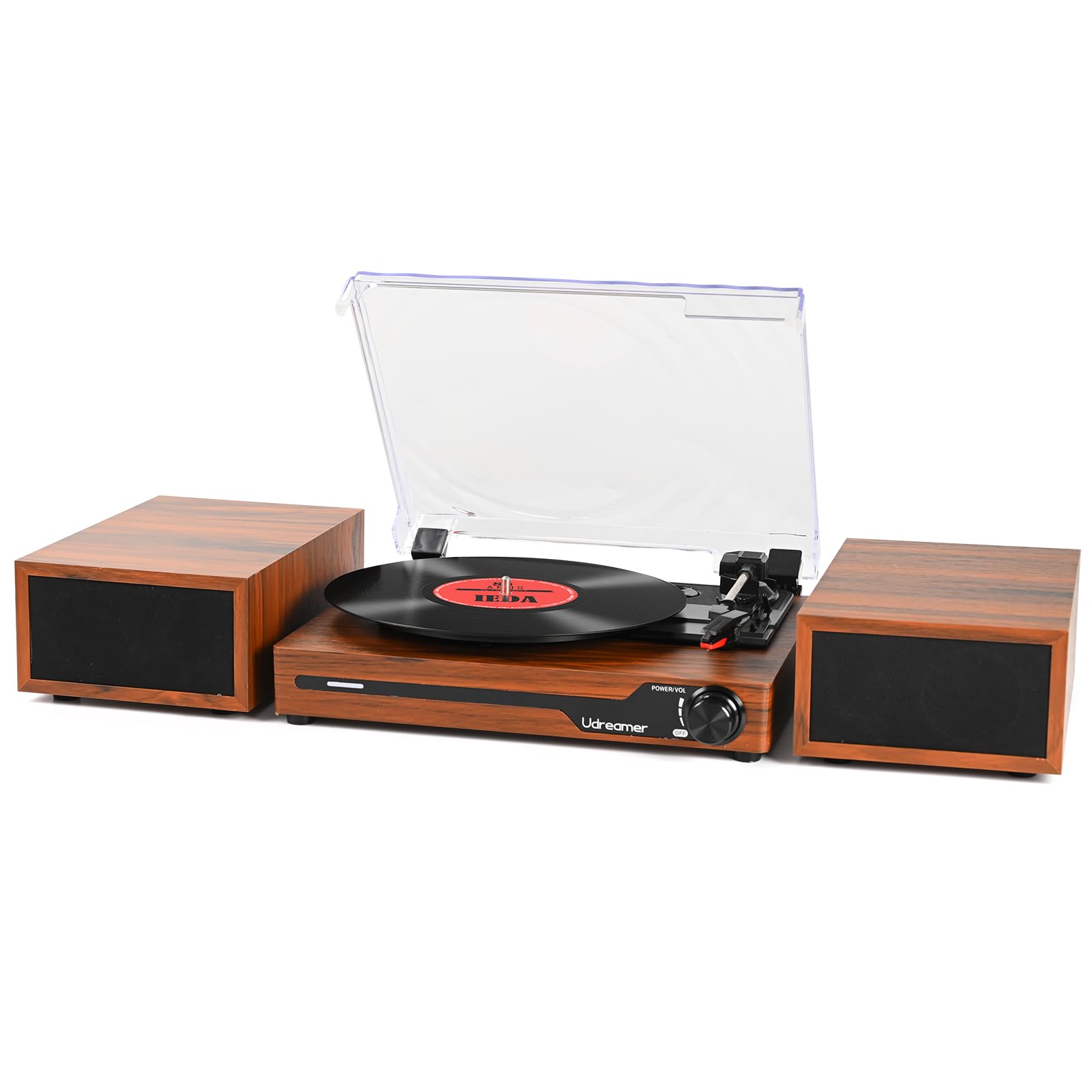 Vinyl Record Player with External Speakers BT 5.3 Wireless Turntable Portable with 3 Speed USB Vintage DarkGreen